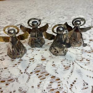 Vintage Brass Angel Ornaments Set of 4 Musicians Mid-Century Christmas Decor